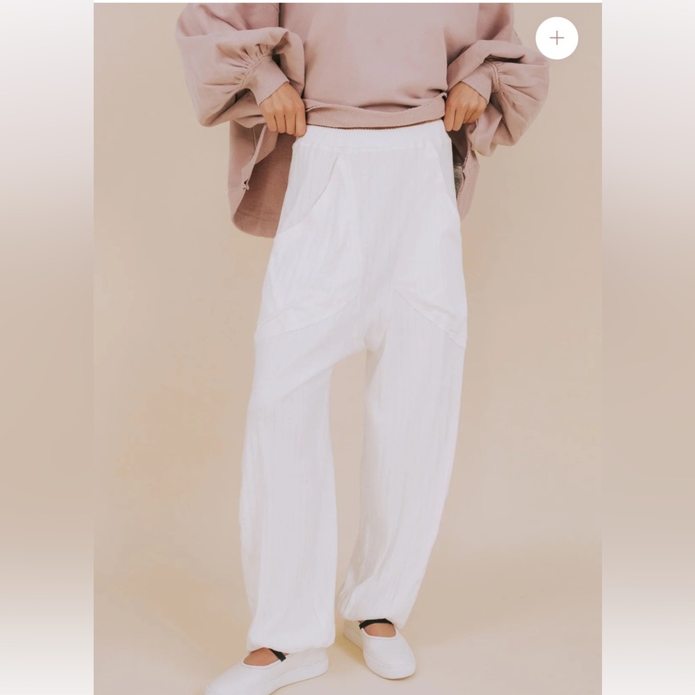 NEW Free People Intimately Coffee Chat white jogger cotton pant women sz s